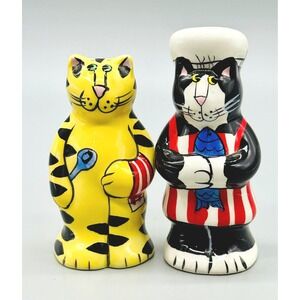 Catzilla Big On Cats Chef Cats Ceramic Salt Pepper Shaker Set Candace Reiter